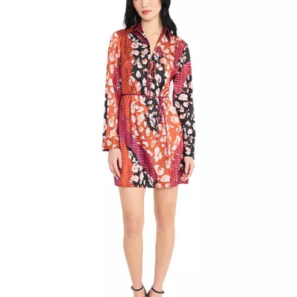 NWT Donna Morgan Floral Mini Dress - Long sleeves and V-neck design Size 18 - Picture 2 of 8